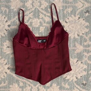 Tiger Mist Deep Red Lace Cami Top